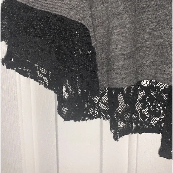 Free People gray and black lace shirt sz Small - Picture 8 of 9
